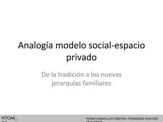 Analogía modelo social-espacio
privado
De la tradición a los nuevas
jerarquías familiares
HTCA4_ PEÑAS CABANILLAS CRISTINA, FERNÁNDEZ SANCHEZ
 