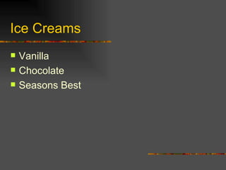 Ice Creams Vanilla Chocolate Seasons Best 