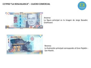 Anverso
La figura principal es la imagen de Jorge Basadre
Grohmann
Reverso
La ilustración principal corresponde al Gran Pajatén -
San Martín.
 