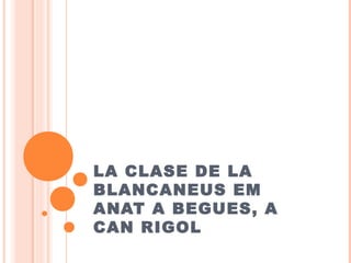 LA CLASE DE LA
BLANCANEUS EM
ANAT A BEGUES, A
CAN RIGOL
 