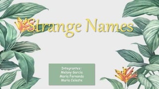 Strange Names
Integrantes:
Melany García
María Fernanda
María Celeste
 