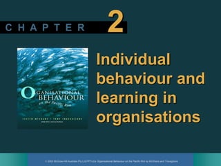  2003 McGraw-Hill Australia Pty Ltd PPTs t/a Organisational Behaviour on the Pacific Rim by McShane and Travaglione
C H A P T E R 2
Individual
behaviour and
learning in
organisations
 