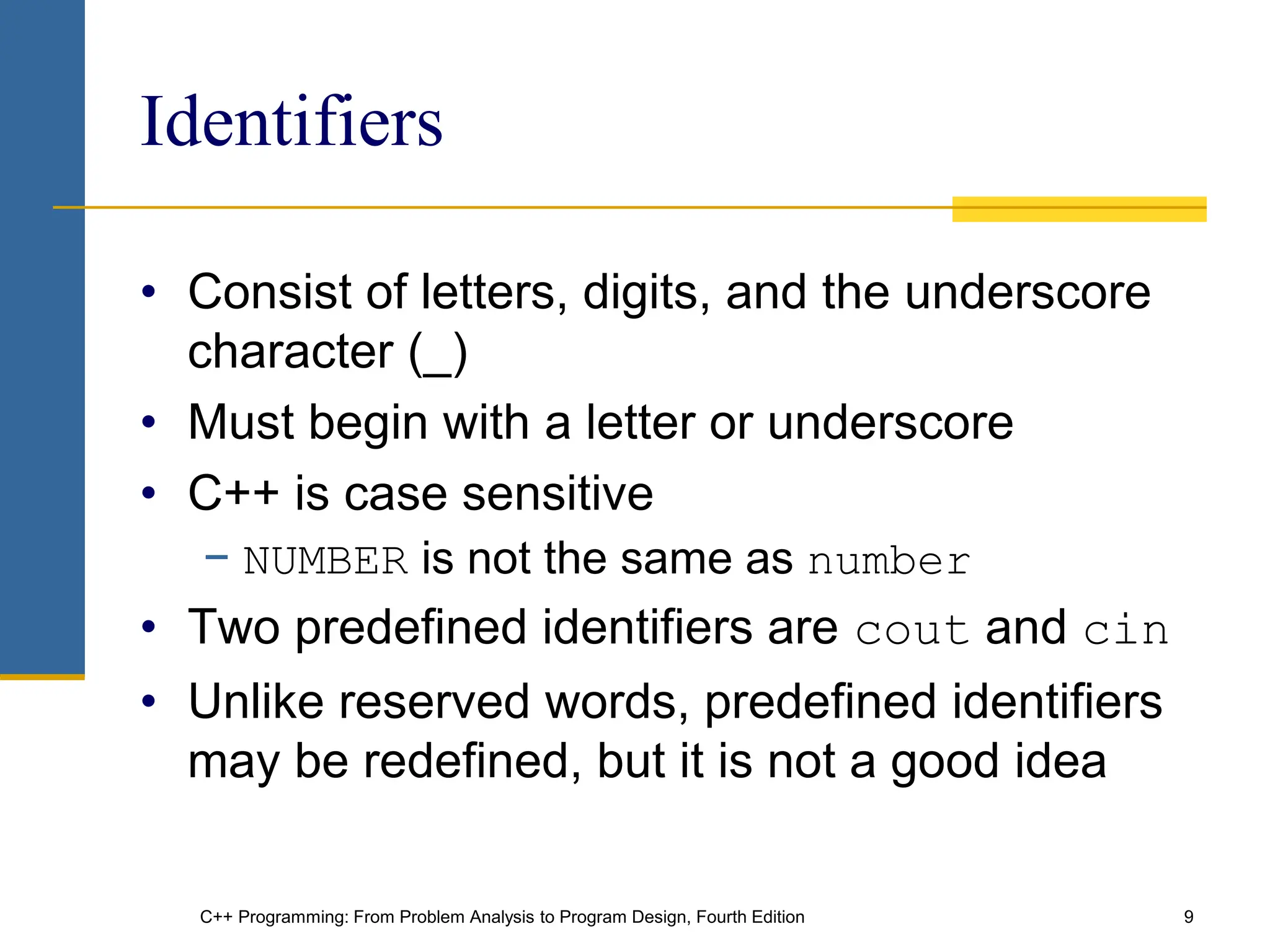 PPT slide_chapter 02 Basic element of C++.ppt