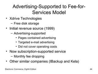 Advertising-Supported to Fee-for-
                 Services Model
• Xdrive Technologies
      – Free disk storage
• Initia...