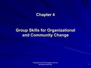 1
Chapter 4
Group Skills for Organizational
and Community Change
Copyright © 2018 Cengage Learning.
All Rights Reserved.
 