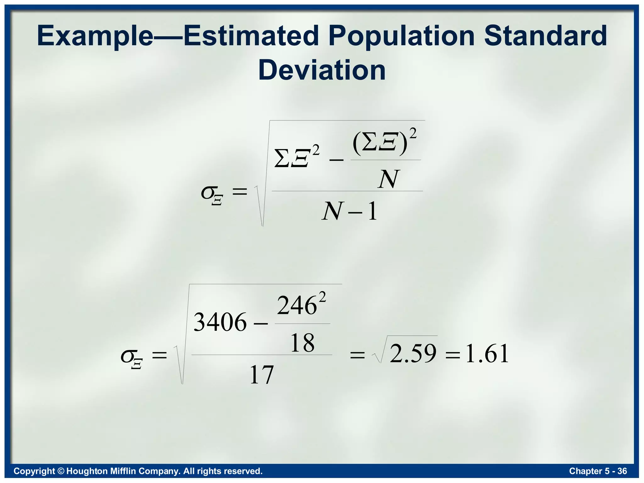 Example—Estimated Population Standard Deviation 