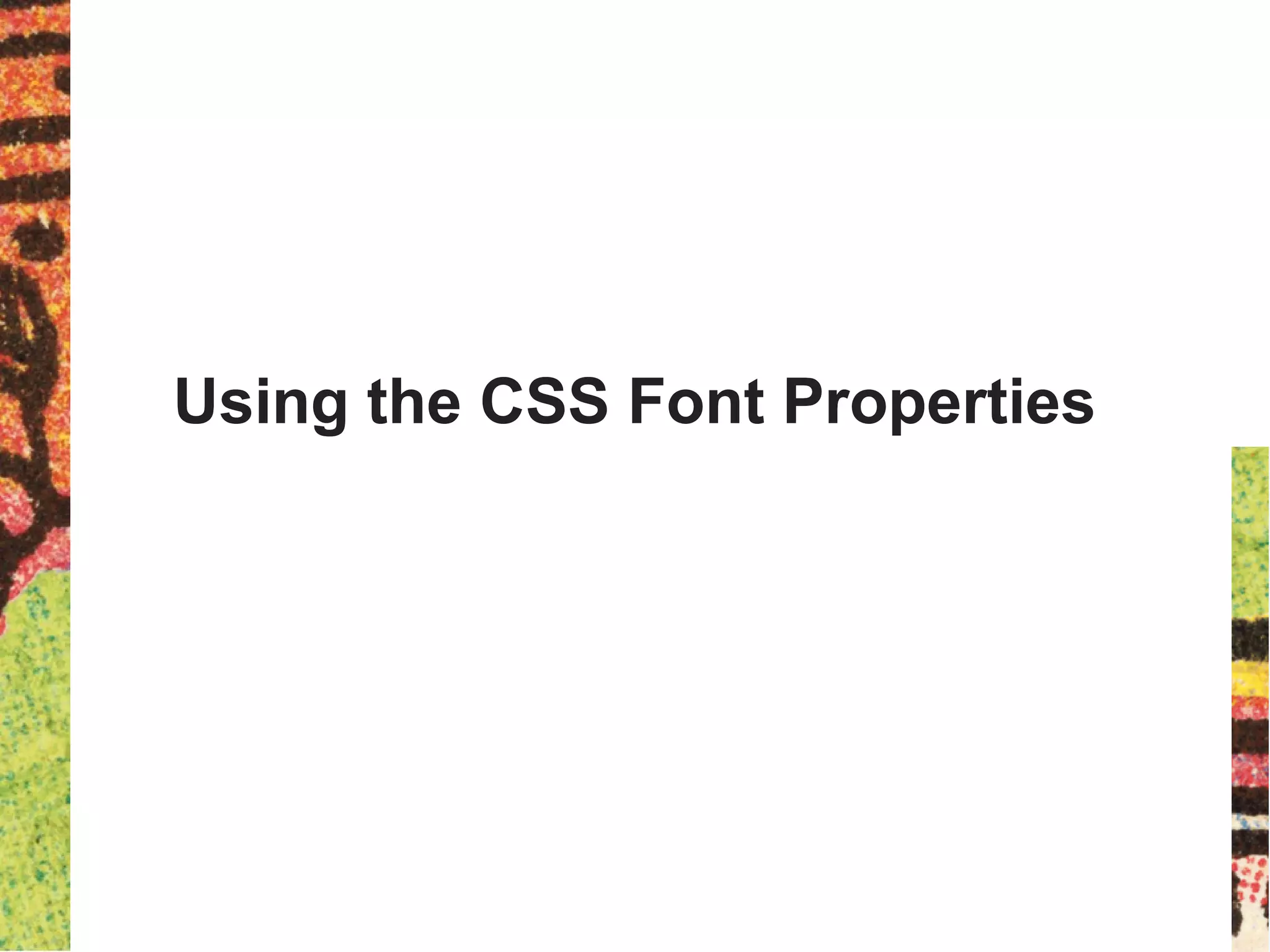 Using the CSS Font Properties
 