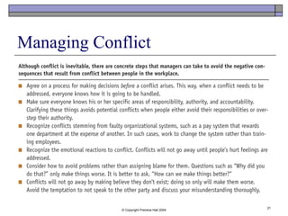 © Copyright Prentice-Hall 2004
21
Managing Conflict
 