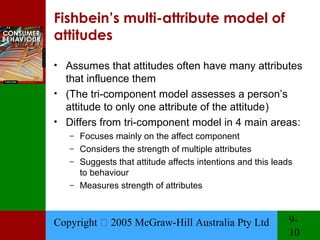 Fishbein’s multi-attribute model of
attitudes

• Assumes that attitudes often have many attributes
  that influence them
•...