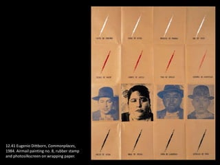 12.41 Eugenio Dittborn, Commonplaces,
1984. Airmail painting no. 8, rubber stamp
and photosilkscreen on wrapping paper.
 