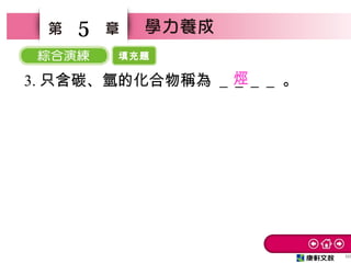 填充題
60
5
3. 只含碳、氫的化合物稱為 ＿＿＿＿ 。烴
 