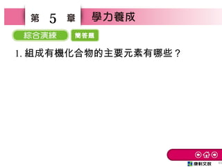 簡答題
65
5
1. 組成有機化合物的主要元素有哪些？
 