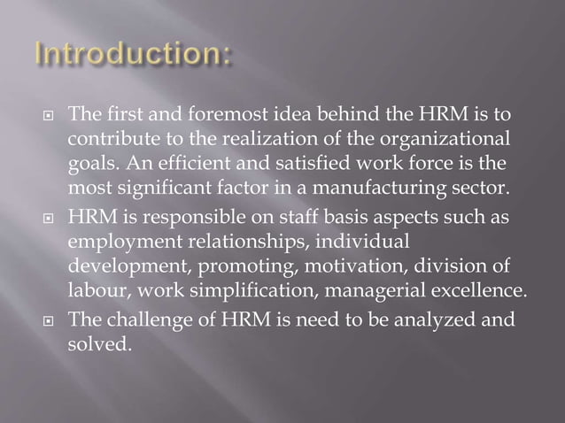 Ppt challenges of human resource management in manufacturing sector ...