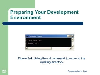 Fundamentals of Java
22
Preparing Your Development
Environment
Figure 2-4: Using the cd command to move to the
working directory
 