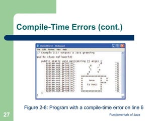 Fundamentals of Java
27
Compile-Time Errors (cont.)
Figure 2-8: Program with a compile-time error on line 6
 