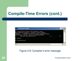 Fundamentals of Java
28
Compile-Time Errors (cont.)
Figure 2-9: Compiler’s error message
 