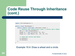 Fundamentals of Java
34
Code Reuse Through Inheritance
(cont.)
Example 10.4: Draw a wheel and a circle.
 
