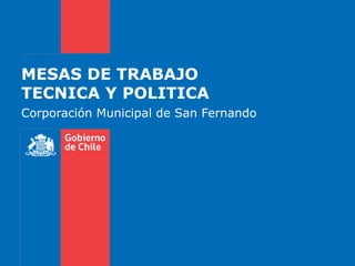 MESAS DE TRABAJO
TECNICA Y POLITICA
Corporación Municipal de San Fernando
 