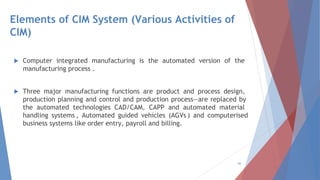 Computer Integrated Manufacturing Presentation | PDF