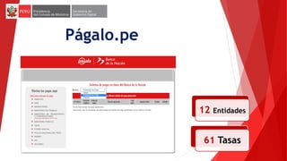 Págalo.pe
61 Tasas
12 Entidades
 