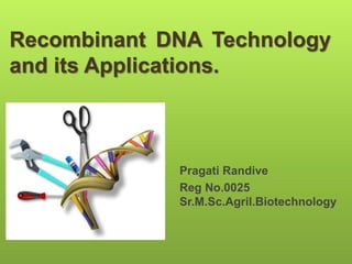 Recombinant DNA Technology
and its Applications.
Pragati Randive
Reg No.0025
Sr.M.Sc.Agril.Biotechnology
 