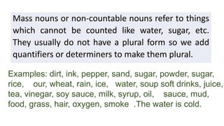 IDENTIFYING MASS NOUNS AND COUNT NOUNS IN A SENTENCE | PPTX | Food & Drink