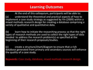 How to develop and manage a case study database as suggested by Yin ...