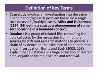 How to develop and manage a case study database as suggested by Yin ...