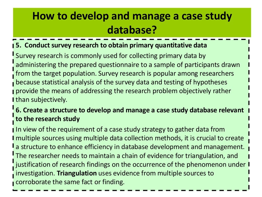 How to develop and manage a case study database as