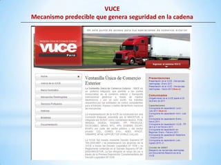 VUCE
Mecanismo predecible que genera seguridad en la cadena
 
