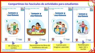 Compartimos los fascículos de actividades para estudiantes
Retahílas para
jugar, leer y
escribir
Cuentos para
imaginar y aprender
Reconocemos los libros de
la biblioteca del aula
Mi nombre, tu
nombre
https://www.perueduca.pe/#/home/destacados/ya-puedes-acceder-al-primer-paquete-de-
herramientas-pedagogicas
 