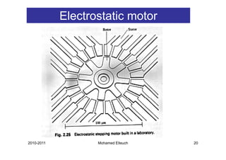 Electrostatic motor




2010-2011          Mohamed Elleuch   20
 