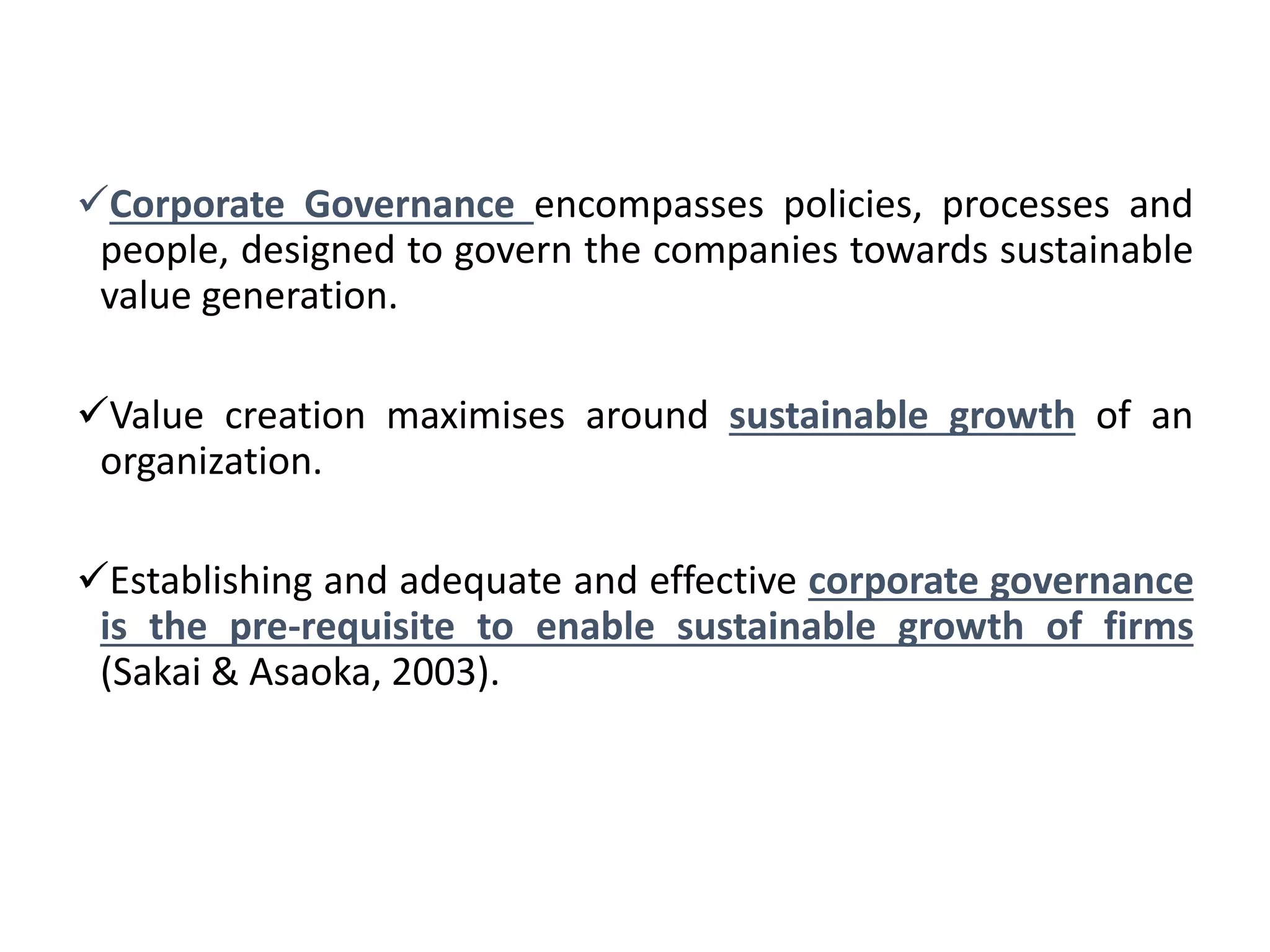 Impact of Corporate Governance on Corporate Sustainable Growth | PPTX