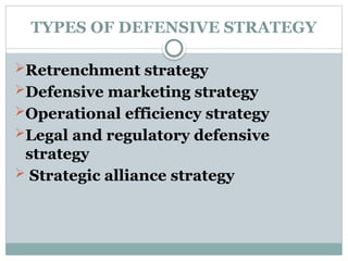 Defensive Strategy Types PPT CORPORATE business 2025 MBA.pptx presentation | PPTX