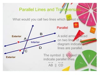 Parallel lines and Transversal ( Math 8 ) | PPTX