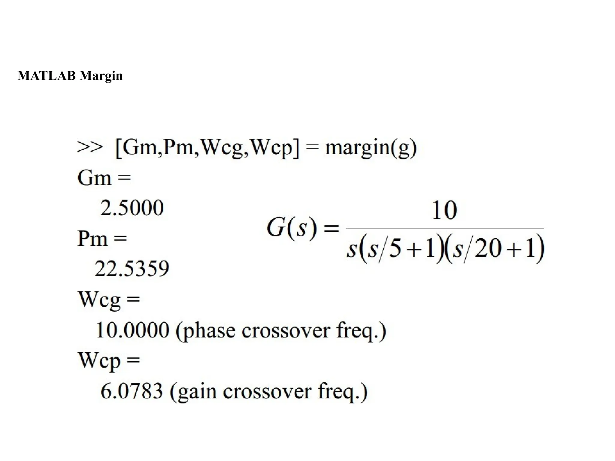 MATLAB Margin
 