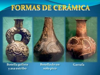 FORMAS DE CERÁMICA
Botella gollete
yasaestribo
Botella de un
solo pico
Garrafa
 