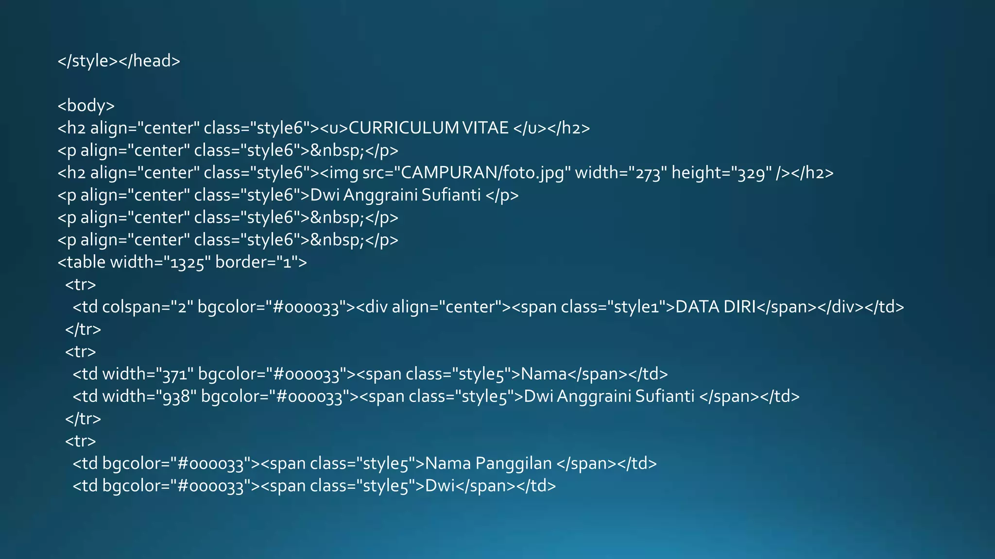 Membuat CV dengan HTML | PPT