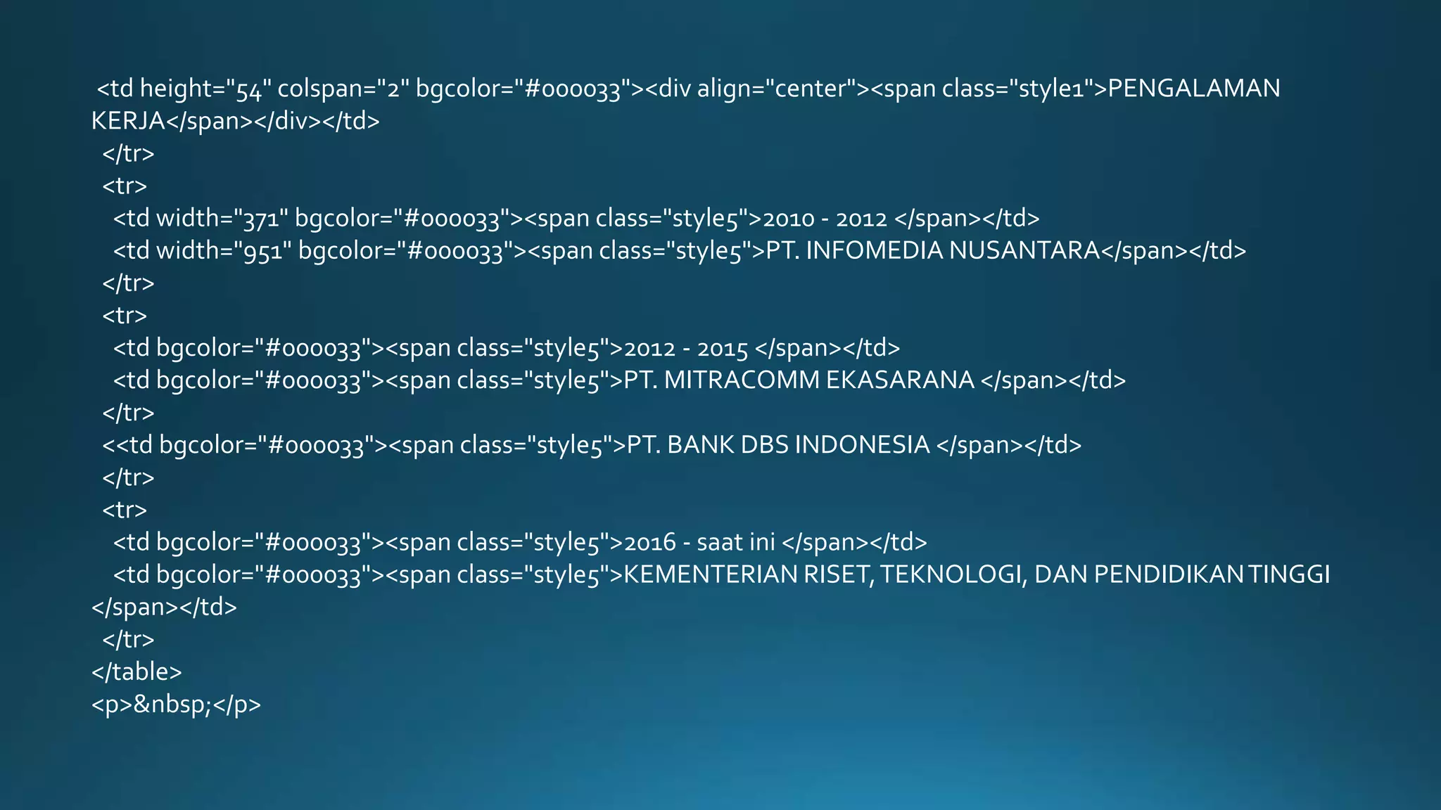 Membuat CV dengan HTML | PPT