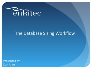 The Database Sizing Workflow
Presented by:
Karl Arao
1
 
