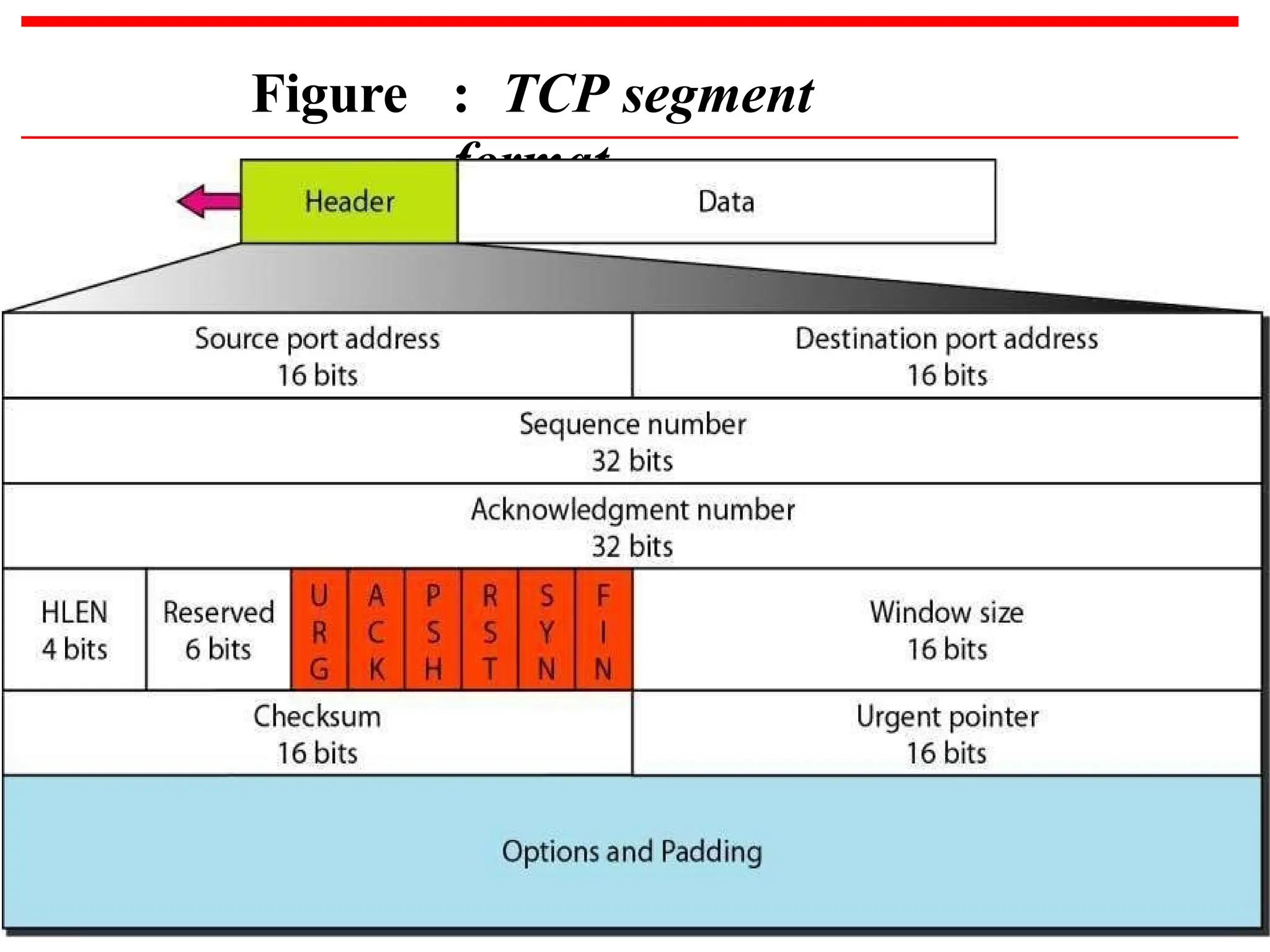 Figure : TCP segment
format
 