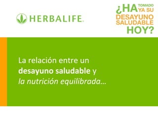 La relación entre un
desayuno saludable y
la nutrición equilibrada…
 