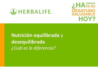 Nutrición equilibrada y
desequilibrada
¿Cuál es la diferencia?
 