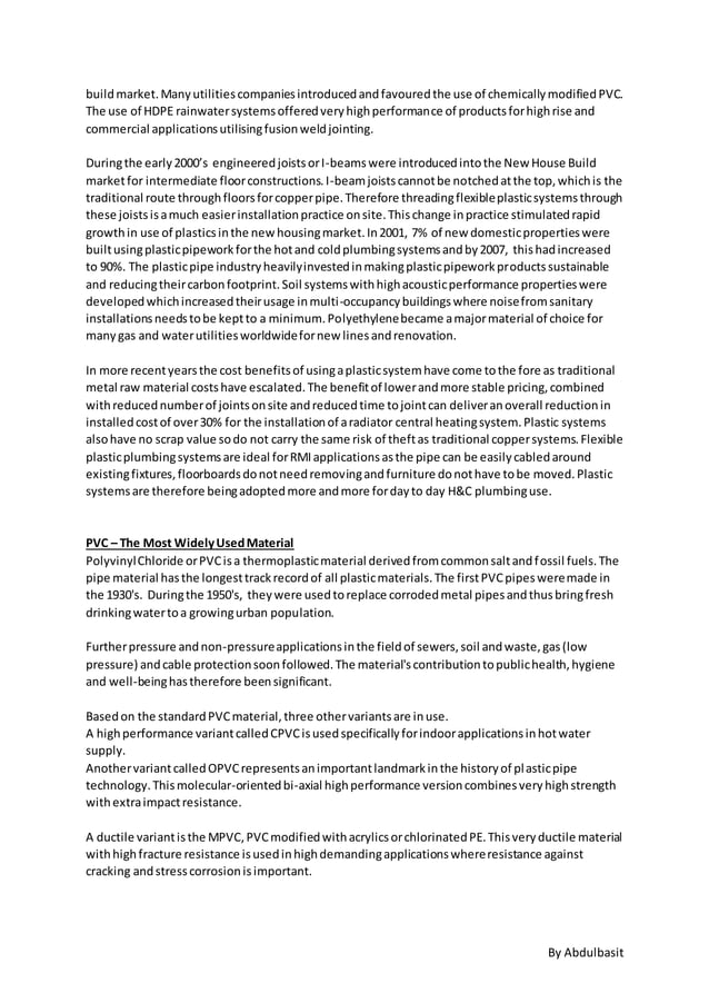 Ppt description plastic piping PDF