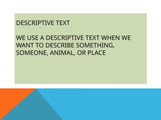 Comprehensive Guide to Writing Descriptive Texts in English | PPTX