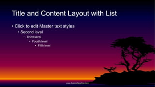  First level
 Second level
 Third level
 Fourth level
 Fifth level
www.MsWordPowerPointExpert.com
 