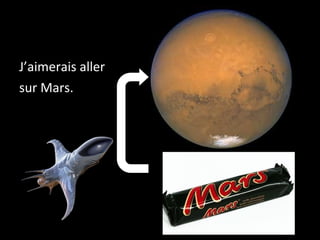 J’aimerais aller  sur Mars.  