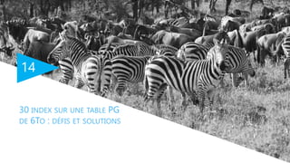 14
30 INDEX SUR UNE TABLE PG
DE 6TO : DÉFIS ET SOLUTIONS
 