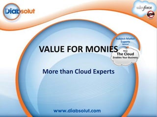 VALUE FOR MONIES
More than Cloud Experts

 