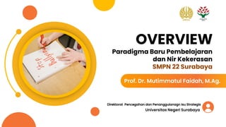 Paradigma Baru Pembelajaran
dan Nir Kekerasan
SMPN 22 Surabaya
Prof. Dr. Mutimmatul Faidah, M.Ag.
Direktorat Pencegahan dan Penanggulanagn Isu Strategis
OVERVIEW
Universitas Negeri Surabaya
 